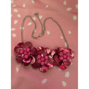 Magenta Flower Shell Necklace